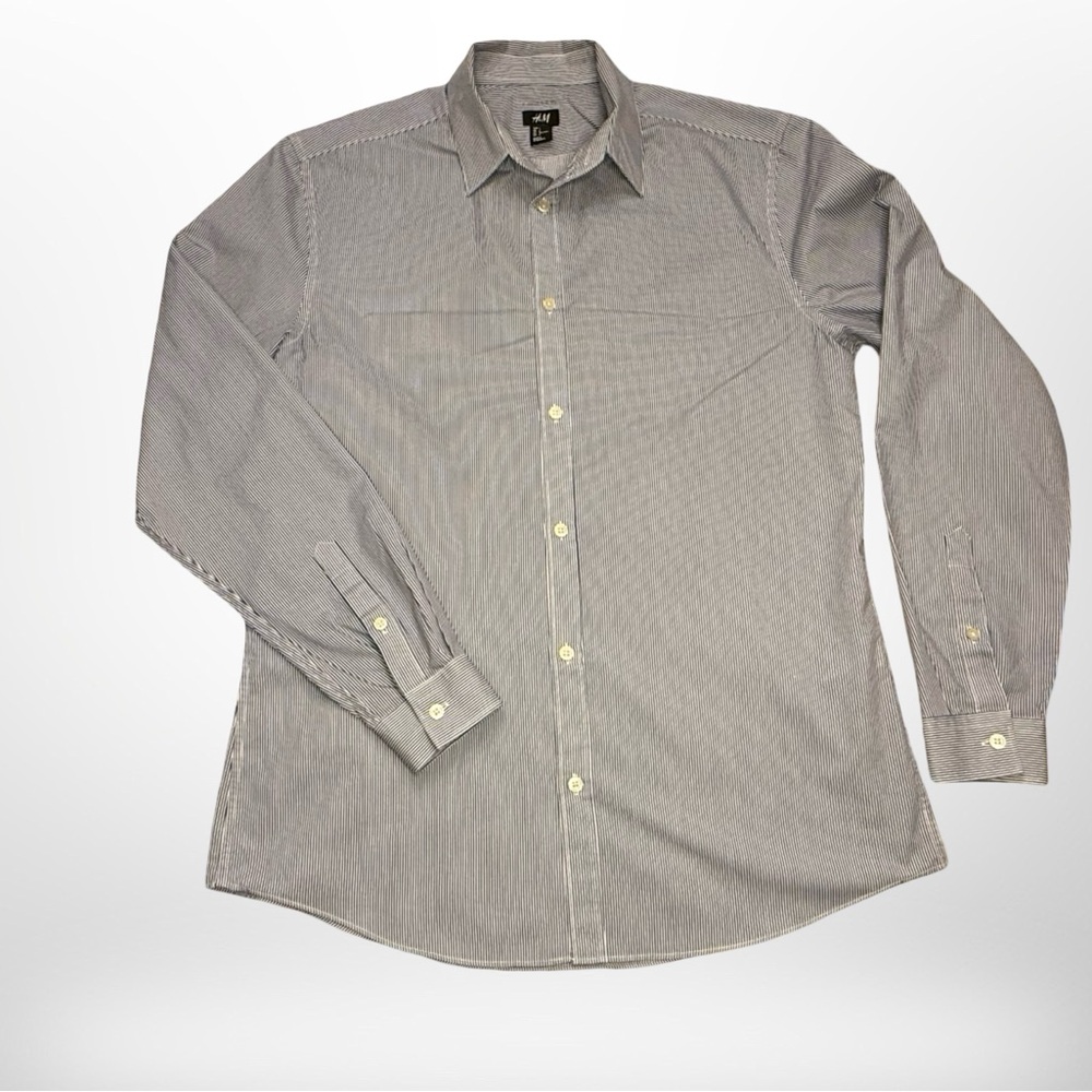 H&M Men's Blue Pinstripe Dress Shirt